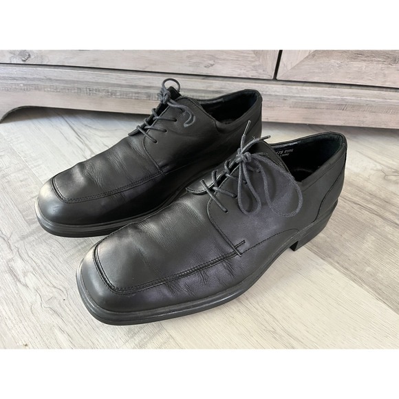 Bostonian Oxford Dress Shoes Non Stop 9 1/2 XW Black Leather Waterproof Italian - Picture 1 of 10
